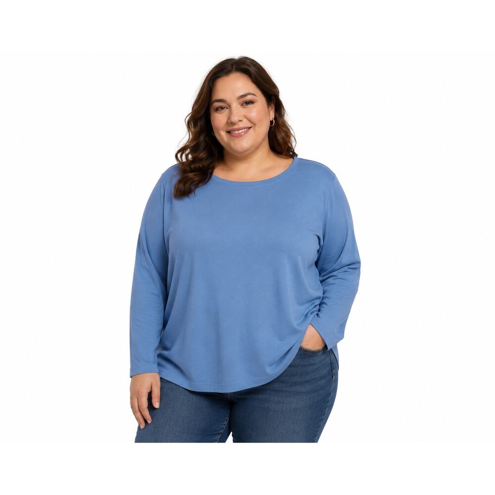 Vineyard Vines Simple Boatneck Tee Long Sleeve Blue Pima Cotton Modal Womens 3x